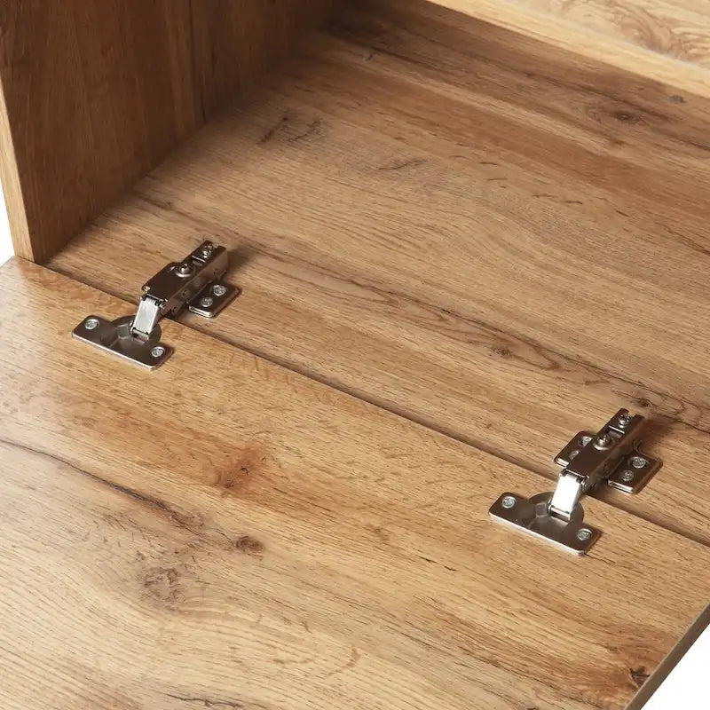 Mobile TV Bianco/Legno Naturale con Ante a Ribalta, Adatto a TV Fino a 80", Per 1-2 Utenti