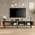 Colore legno, Porta TV da 70" con LED e contenitore, Montaggio per 2 persone, Adatto a TV fino a 80"