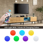 Colore legno, Porta TV da 70" con LED e contenitore, Montaggio per 2 persone, Adatto a TV fino a 80"