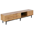 Colore legno, Porta TV da 70" con LED e contenitore, Montaggio per 2 persone, Adatto a TV fino a 80"