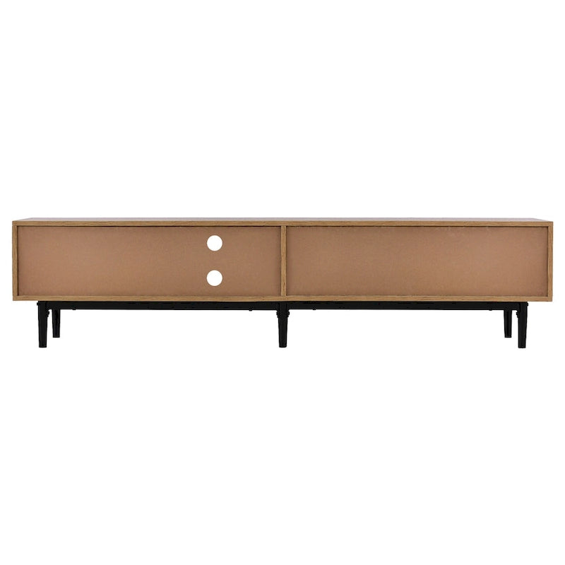 Colore legno, Porta TV da 70" con LED e contenitore, Montaggio per 2 persone, Adatto a TV fino a 80"
