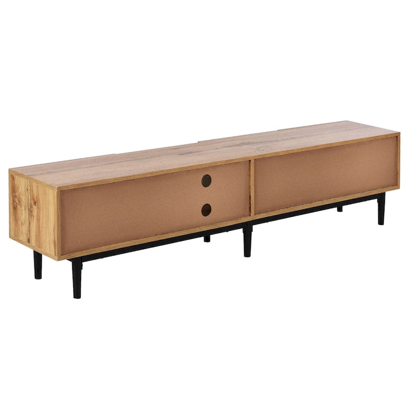 Colore legno, Porta TV da 70" con LED e contenitore, Montaggio per 2 persone, Adatto a TV fino a 80"