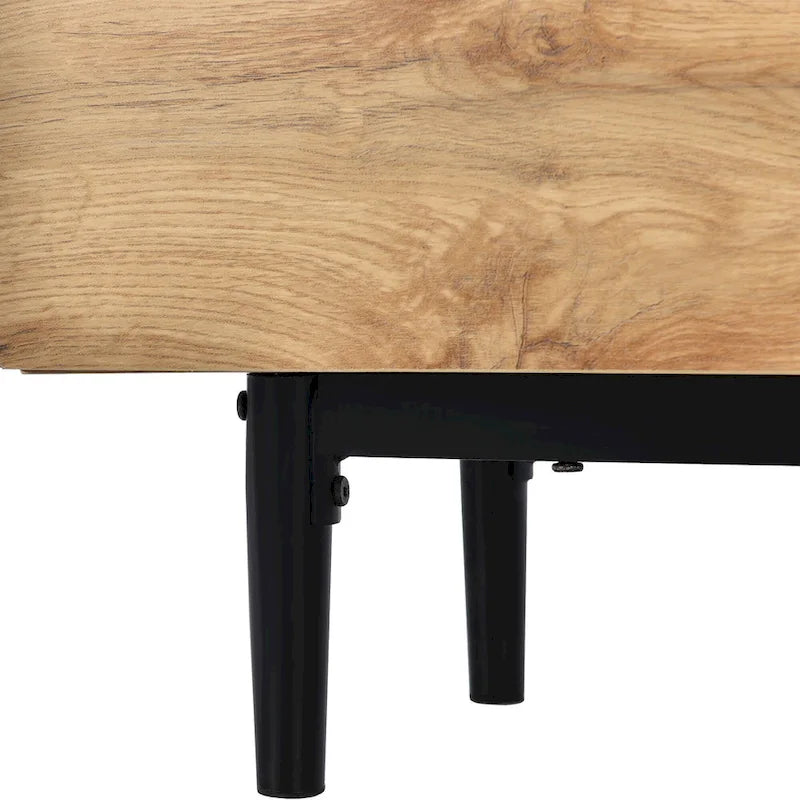 Colore legno, Porta TV da 70" con LED e contenitore, Montaggio per 2 persone, Adatto a TV fino a 80"