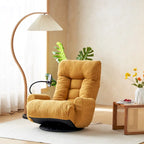 Poltrona reclinabile girevole a 360° in bouclé giallo/beige/verde/grigio, regolabile in 5 angolazioni, seduta singola