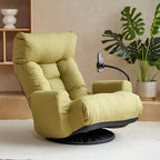 Poltrona reclinabile girevole a 360° in bouclé giallo/beige/verde/grigio, regolabile in 5 angolazioni, seduta singola