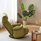 Poltrona reclinabile girevole a 360° in bouclé giallo/beige/verde/grigio, regolabile in 5 angolazioni, seduta singola