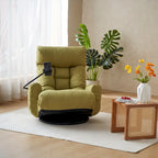 Poltrona reclinabile girevole a 360° in bouclé giallo/beige/verde/grigio, regolabile in 5 angolazioni, seduta singola