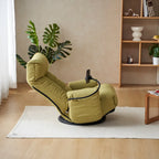Poltrona reclinabile girevole a 360° in bouclé giallo/beige/verde/grigio, regolabile in 5 angolazioni, seduta singola