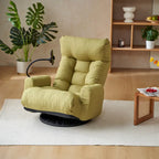 Poltrona reclinabile girevole a 360° in bouclé giallo/beige/verde/grigio, regolabile in 5 angolazioni, seduta singola