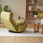 Poltrona reclinabile girevole a 360° in bouclé giallo/beige/verde/grigio, regolabile in 5 angolazioni, seduta singola