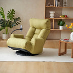 Poltrona reclinabile girevole a 360° in bouclé giallo/beige/verde/grigio, regolabile in 5 angolazioni, seduta singola