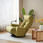 Poltrona reclinabile girevole a 360° in bouclé giallo/beige/verde/grigio, regolabile in 5 angolazioni, seduta singola