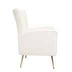 Poltrona singola Wingback in velluto bianco con gambe dorate