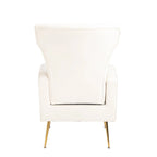 Poltrona singola Wingback in velluto bianco con gambe dorate