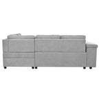 Divano letto estraibile a L grigio/grigio chiaro con contenitore, 3-4 posti