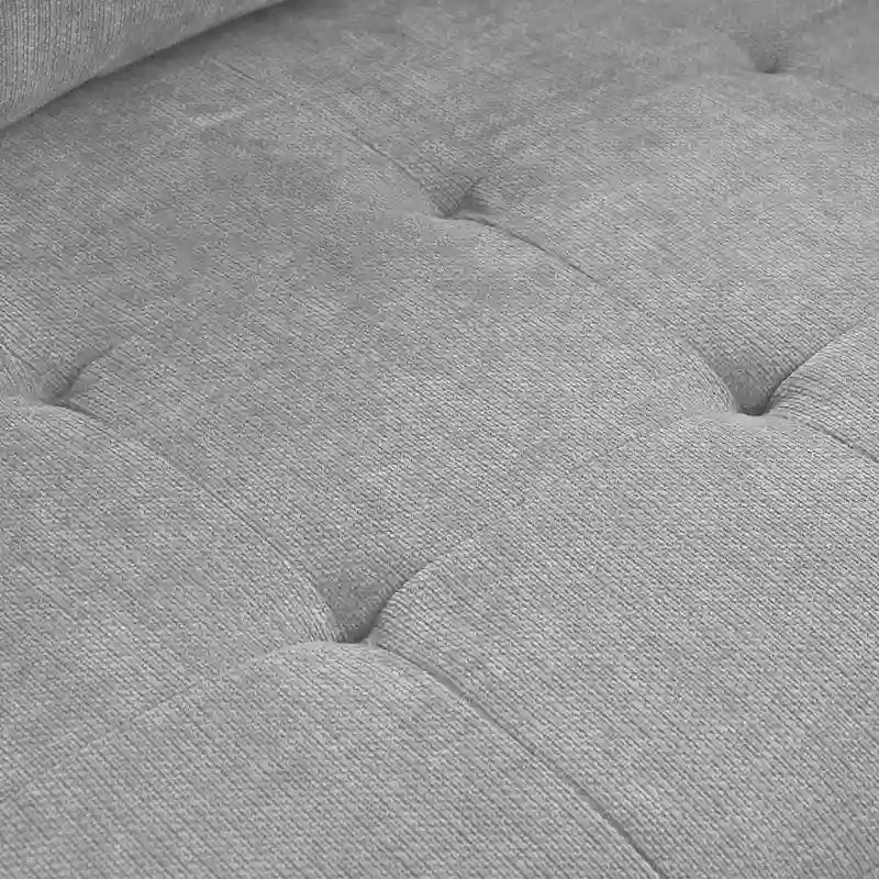 Divano letto estraibile a L grigio/grigio chiaro con contenitore, 3-4 posti