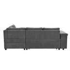 Divano letto estraibile a L grigio/grigio chiaro con contenitore, 3-4 posti