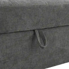 Divano letto estraibile a L grigio/grigio chiaro con contenitore, 3-4 posti