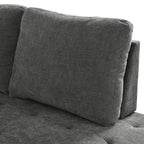 Divano letto estraibile a L grigio/grigio chiaro con contenitore, 3-4 posti