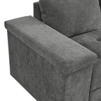 Divano letto estraibile a L grigio/grigio chiaro con contenitore, 3-4 posti