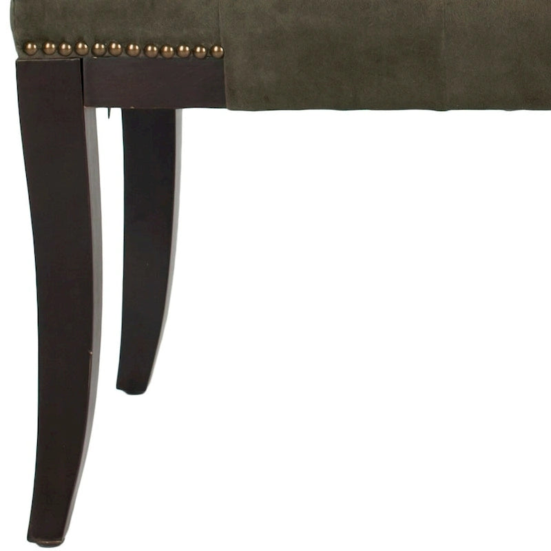 Panca imbottita capitonné con borchie, grigio / nero / crema piatta / prugna, 1 persona