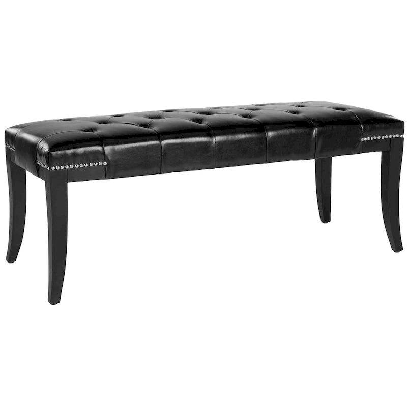 Panca imbottita capitonné con borchie, grigio / nero / crema piatta / prugna, 1 persona