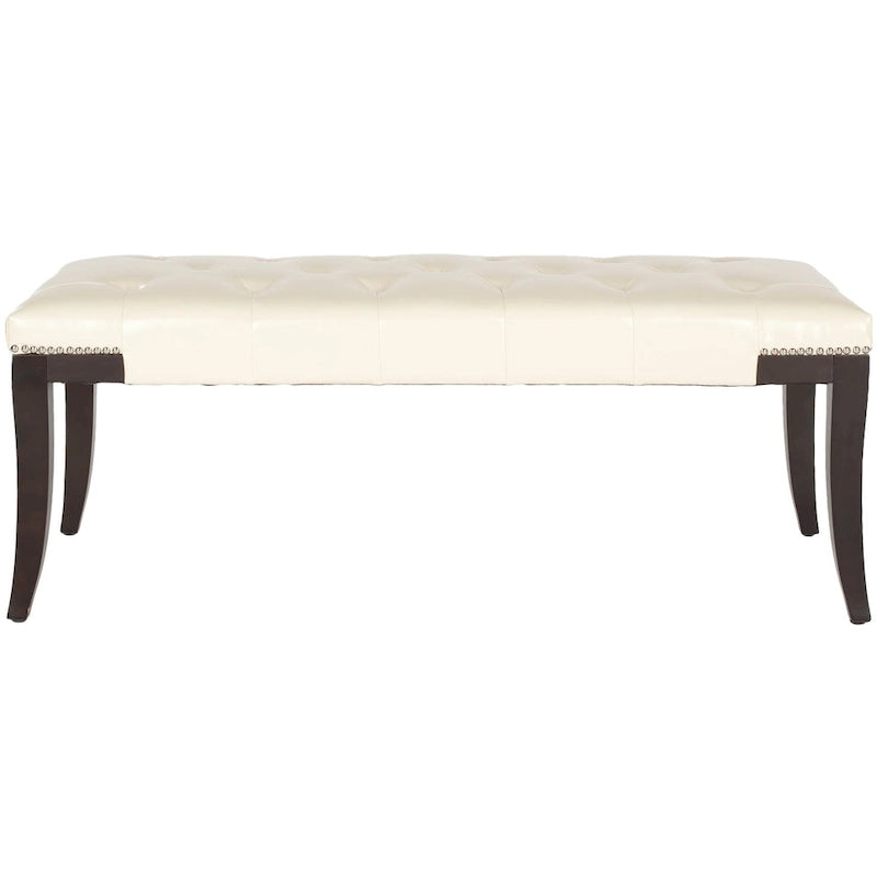 Panca imbottita capitonné con borchie, grigio / nero / crema piatta / prugna, 1 persona