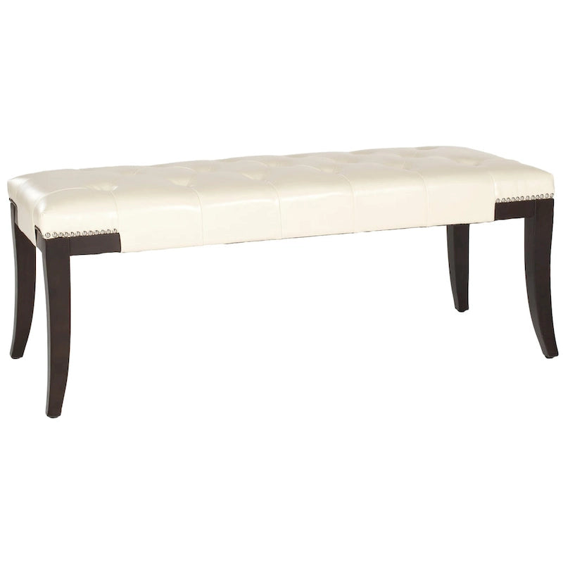 Panca imbottita capitonné con borchie, grigio / nero / crema piatta / prugna, 1 persona