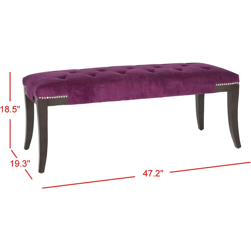 Panca imbottita capitonné con borchie, grigio / nero / crema piatta / prugna, 1 persona