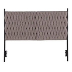 Testiera imbottita trapuntata intrecciata Queen grigio/crema/blu