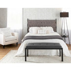 Testiera imbottita trapuntata intrecciata Queen grigio/crema/blu