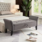Panca letto contenitore in velluto grigio / arancione / beige, seduta singola