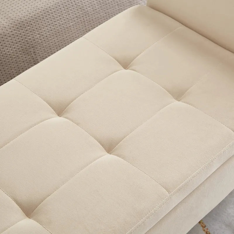 Panca letto contenitore in velluto grigio / arancione / beige, seduta singola