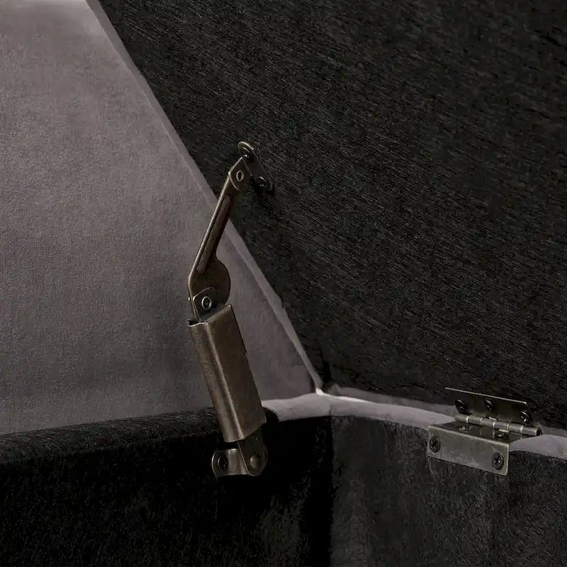 Panca letto contenitore in velluto grigio / arancione / beige, seduta singola