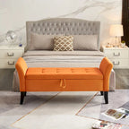 Panca letto contenitore in velluto grigio / arancione / beige, seduta singola