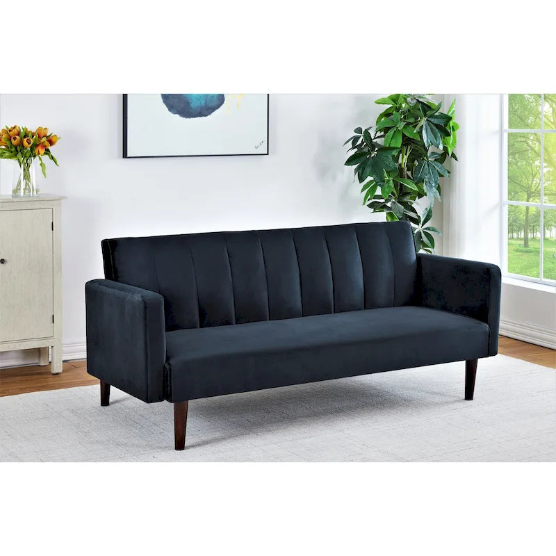 Divano Letto Convertibile Tufted in Velluto, 2 Posti, Nero / Rosa / Verde / Blu Scuro / Grigio