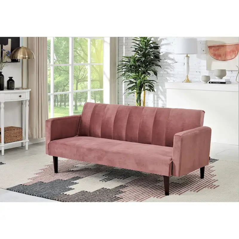 Divano Letto Convertibile Tufted in Velluto, 2 Posti, Nero / Rosa / Verde / Blu Scuro / Grigio