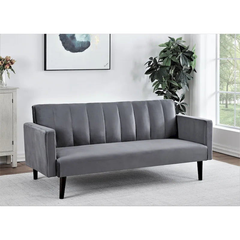 Divano Letto Convertibile Tufted in Velluto, 2 Posti, Nero / Rosa / Verde / Blu Scuro / Grigio