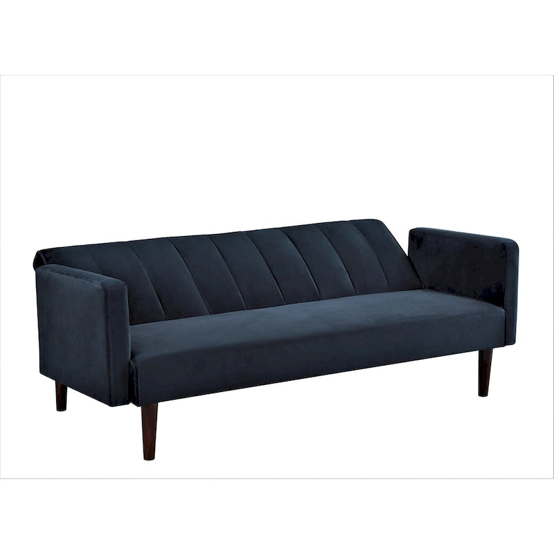 Divano Letto Convertibile Tufted in Velluto, 2 Posti, Nero / Rosa / Verde / Blu Scuro / Grigio