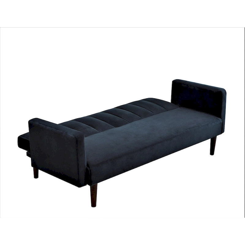 Divano Letto Convertibile Tufted in Velluto, 2 Posti, Nero / Rosa / Verde / Blu Scuro / Grigio