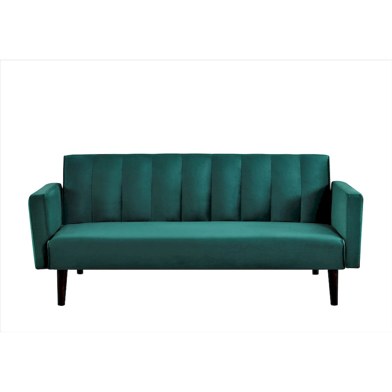 Divano Letto Convertibile Tufted in Velluto, 2 Posti, Nero / Rosa / Verde / Blu Scuro / Grigio