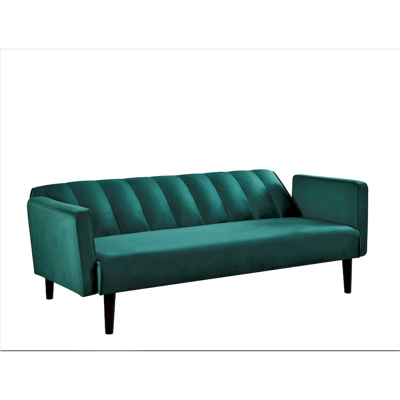 Divano Letto Convertibile Tufted in Velluto, 2 Posti, Nero / Rosa / Verde / Blu Scuro / Grigio