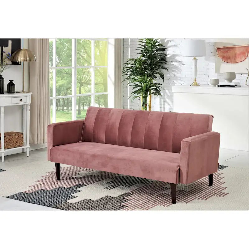 Divano Letto Convertibile Tufted in Velluto, 2 Posti, Nero / Rosa / Verde / Blu Scuro / Grigio