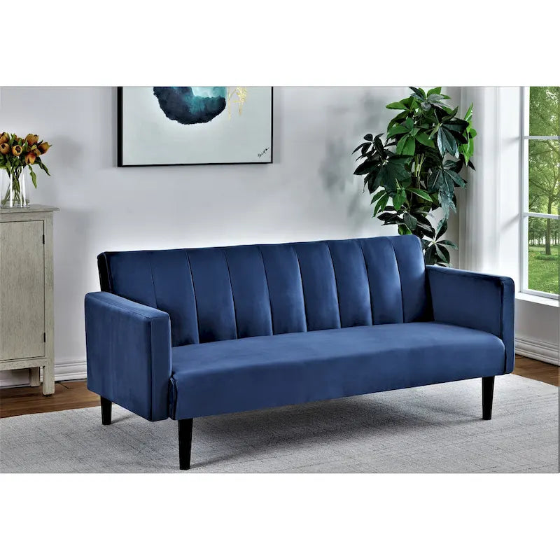 Divano Letto Convertibile Tufted in Velluto, 2 Posti, Nero / Rosa / Verde / Blu Scuro / Grigio