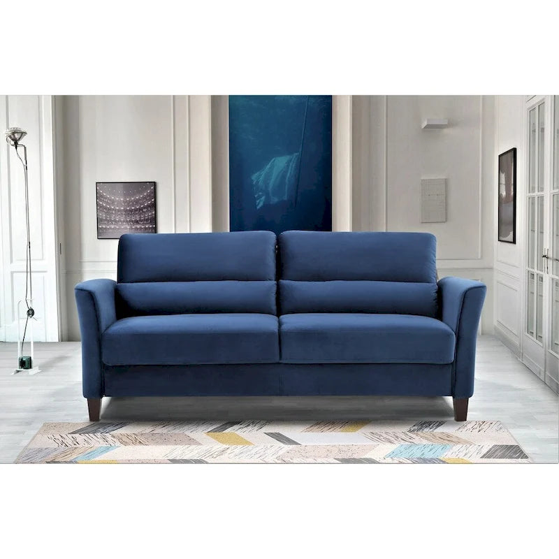 Divano a 3 posti in velluto avorio / grigio / blu scuro / rosa, stile metà secolo