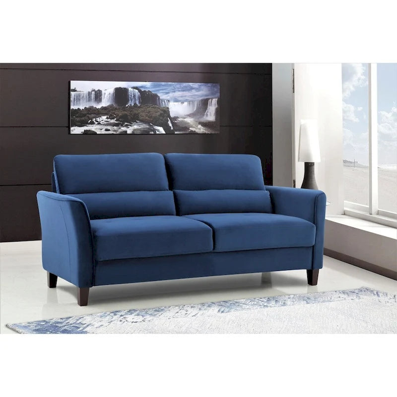 Divano a 3 posti in velluto avorio / grigio / blu scuro / rosa, stile metà secolo
