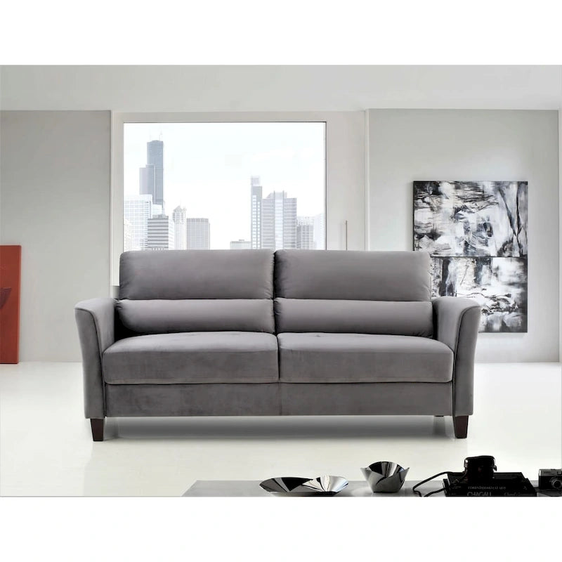 Divano a 3 posti in velluto avorio / grigio / blu scuro / rosa, stile metà secolo