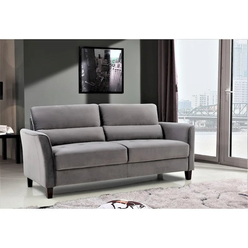 Divano a 3 posti in velluto avorio / grigio / blu scuro / rosa, stile metà secolo