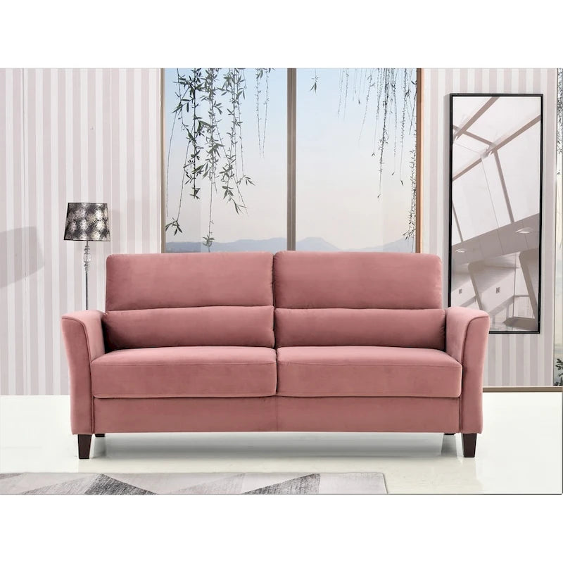 Divano a 3 posti in velluto avorio / grigio / blu scuro / rosa, stile metà secolo