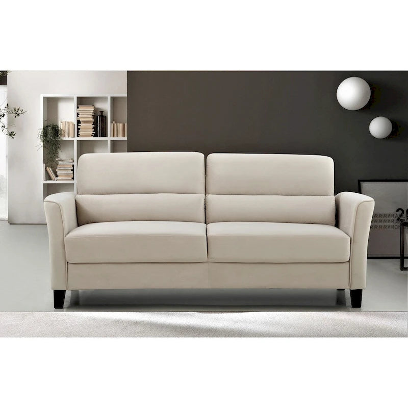 Divano a 3 posti in velluto avorio / grigio / blu scuro / rosa, stile metà secolo